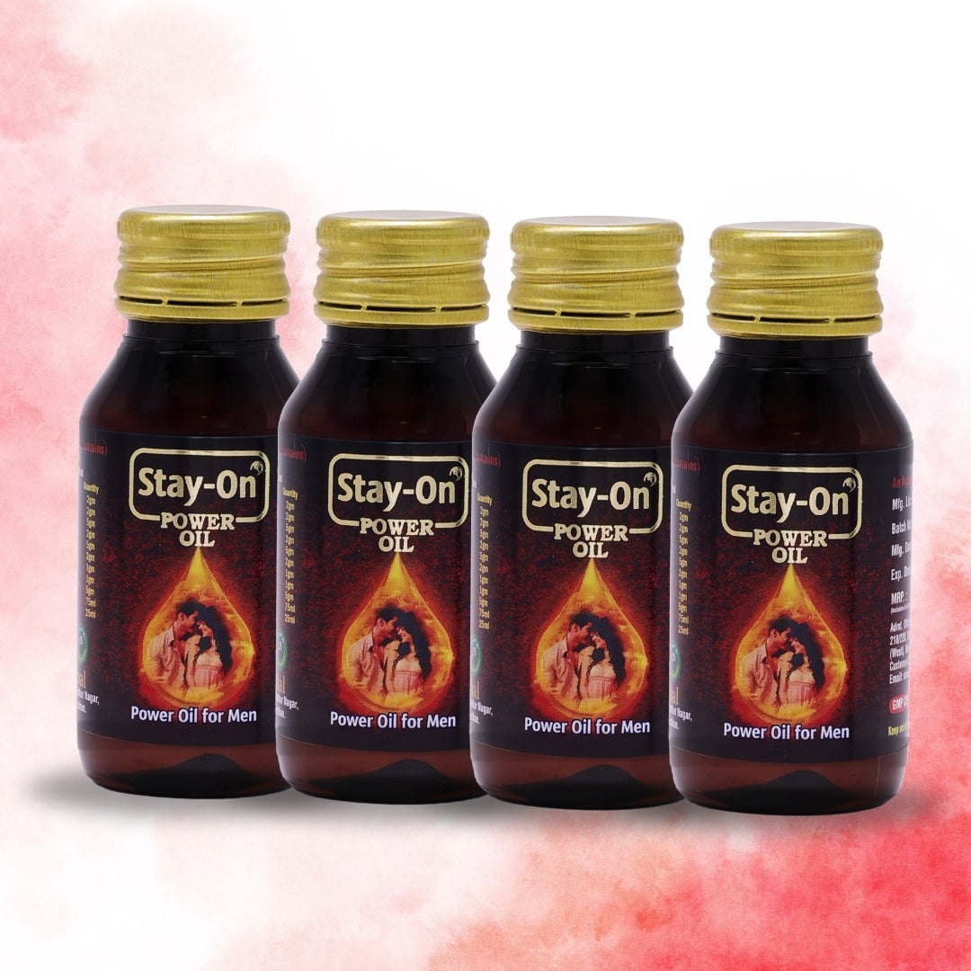 Stay-On Power Oil 30 Days Performance Pack for Men (4 x 30ml Bottles)